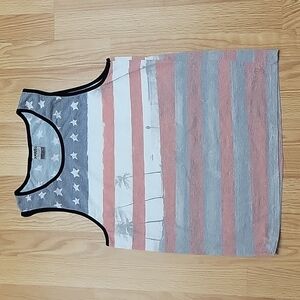 Hang Ten American Flag Palm Tank Top, Red, White, Blue size medium